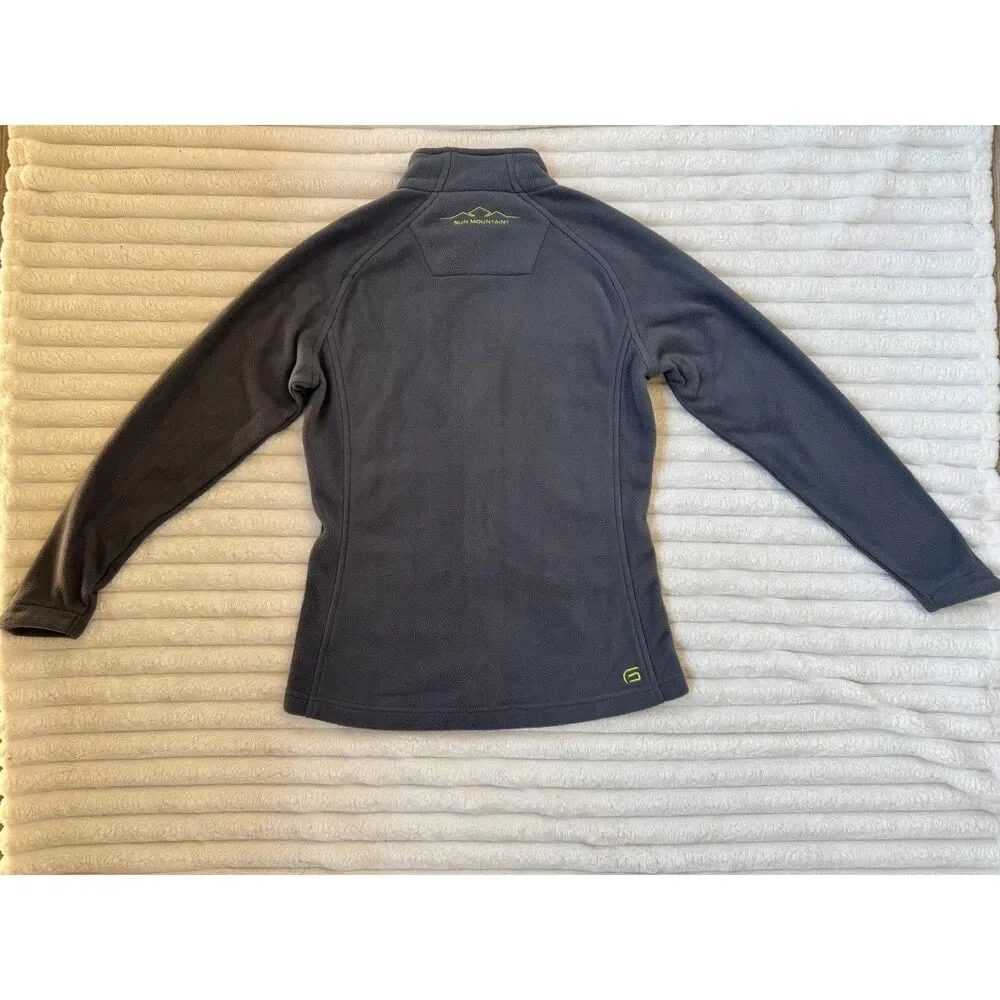 Sun Mountain Thermal Wear Gray & Neon Yellow Full-Zip Fleece Jacket Women's